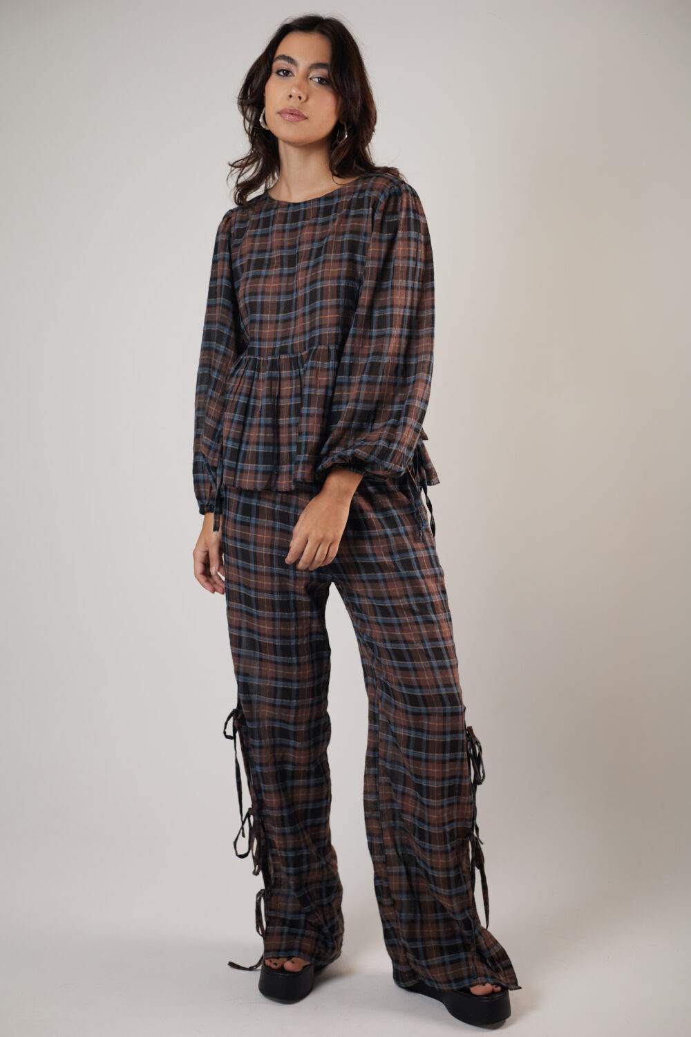 Calça Pantalona Laços Tartan - Imagem 3
