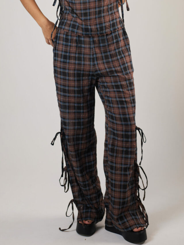 Calça Pantalona Laços Tartan