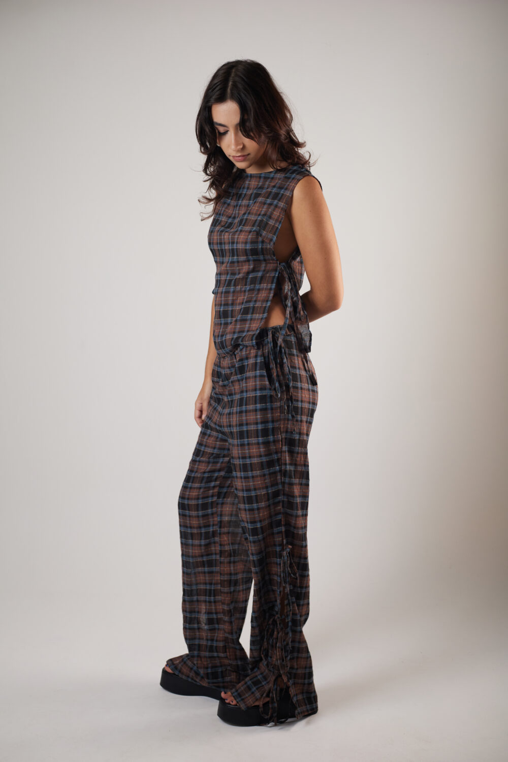 Calça Pantalona Laços Tartan - Imagem 4