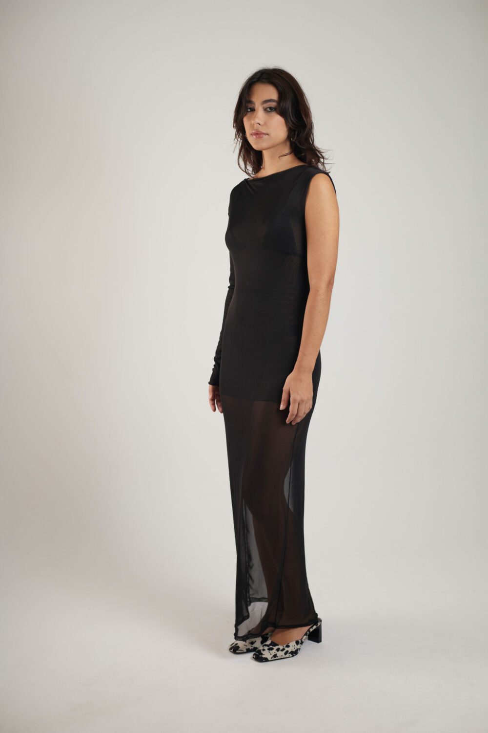 Vestido Longo Assimétrico Tule Preto - Imagem 5