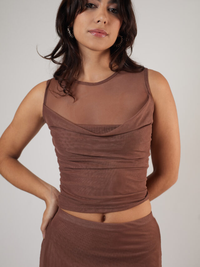 Blusa Degagê Tule Marrom