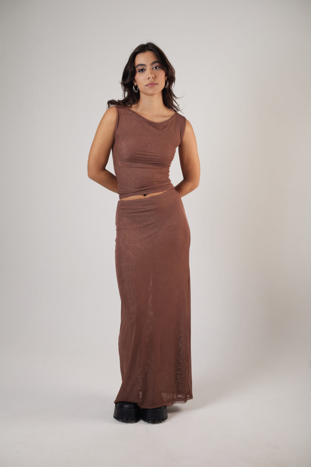 Blusa Regata Tule Marrom - Imagem 4