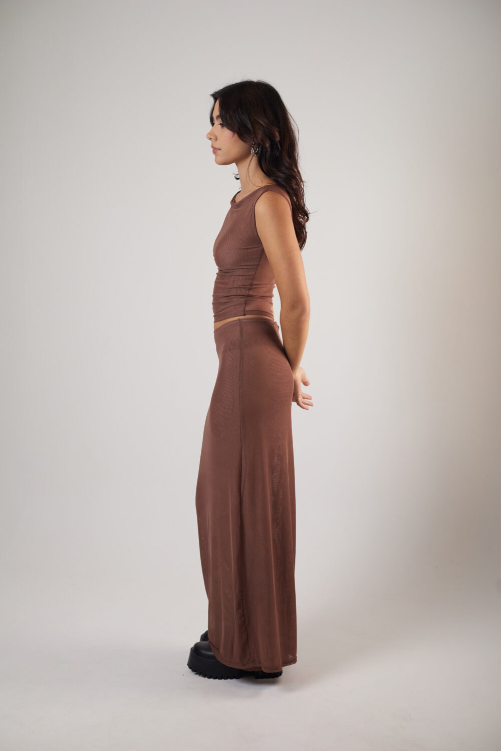 Blusa Regata Tule Marrom - Imagem 6