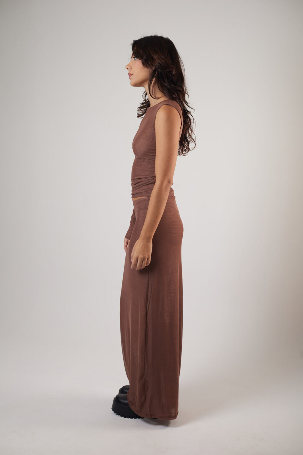 Blusa Assimétrica Tule Marrom - Imagem 7