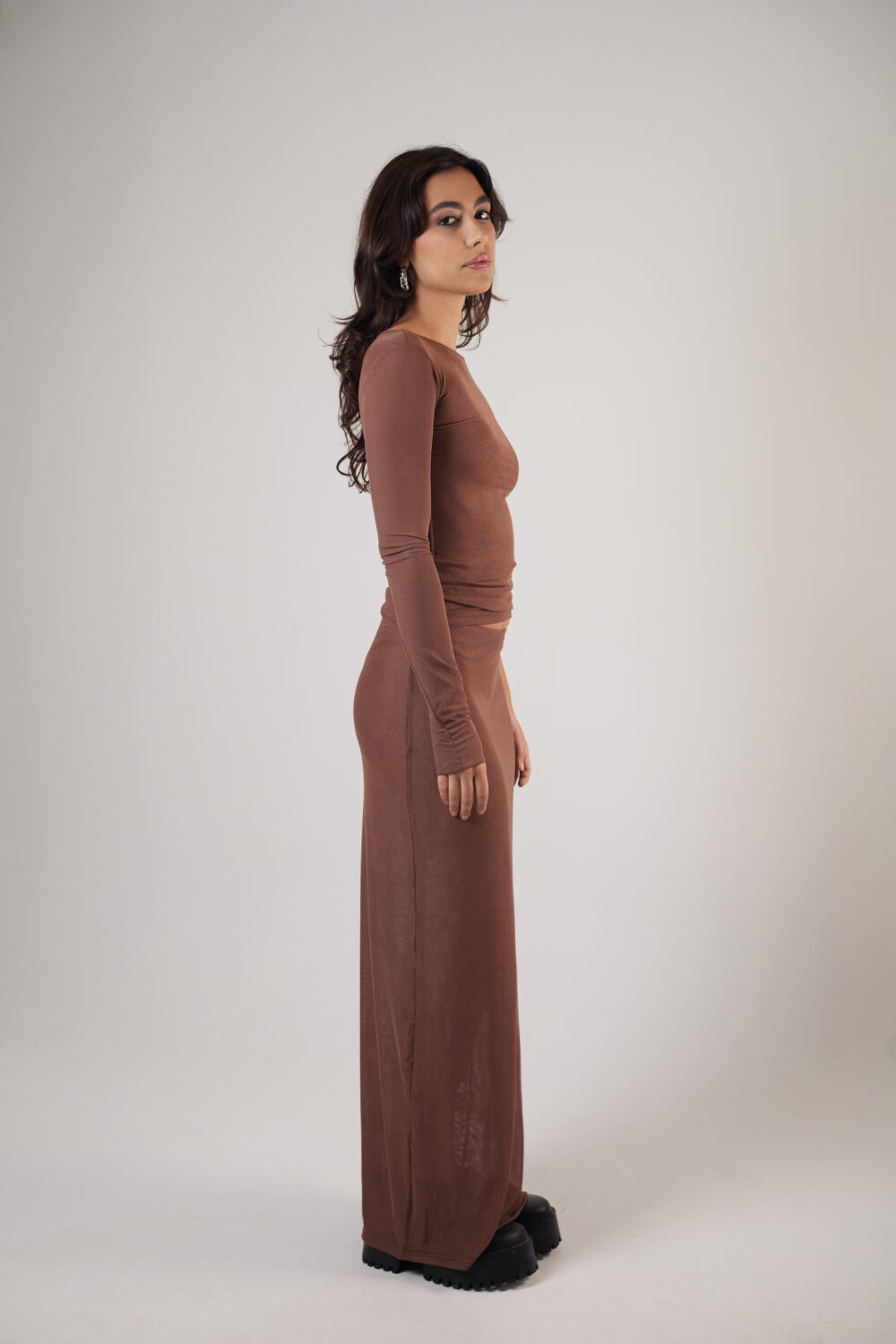 Blusa Assimétrica Tule Marrom - Imagem 5