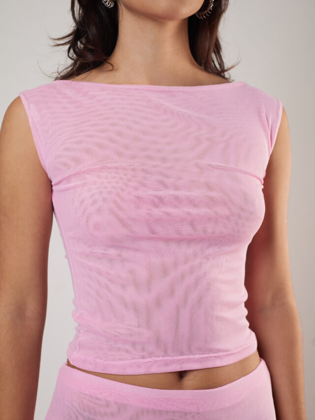 Blusa Regata Tule Rosa