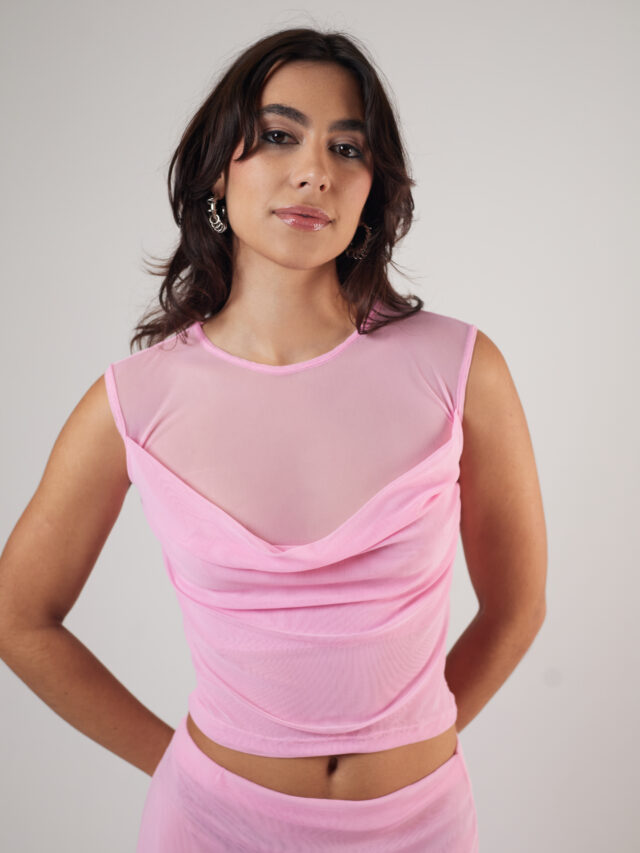 Blusa Degagê Tule Rosa