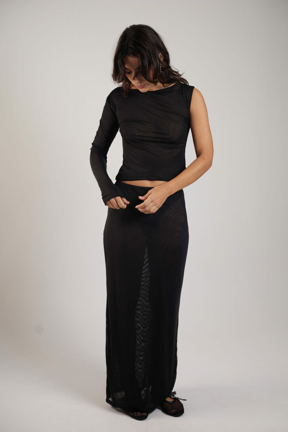 Blusa Assimétrica Tule Preta - Imagem 6