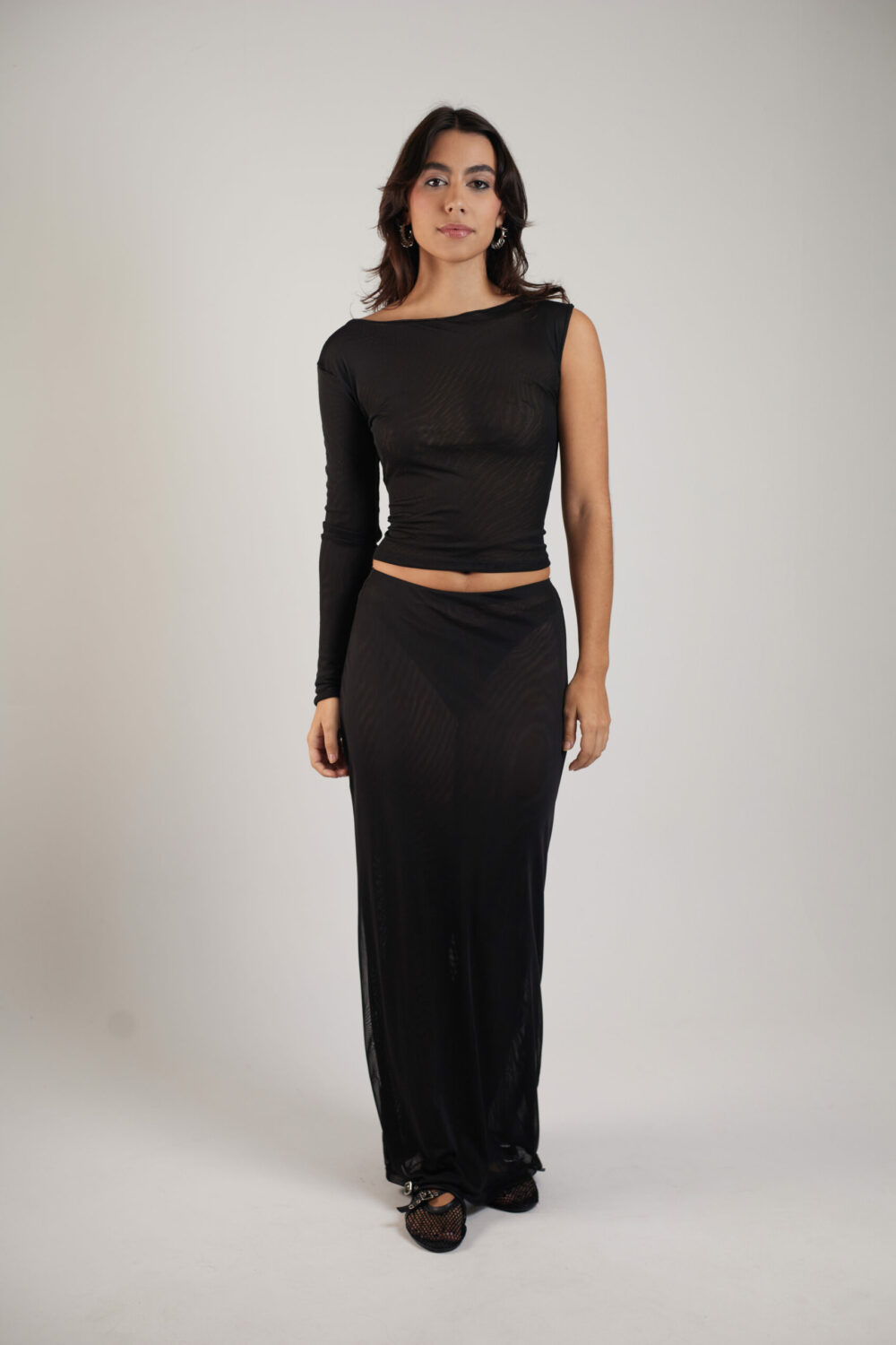 Blusa Assimétrica Tule Preta - Imagem 4