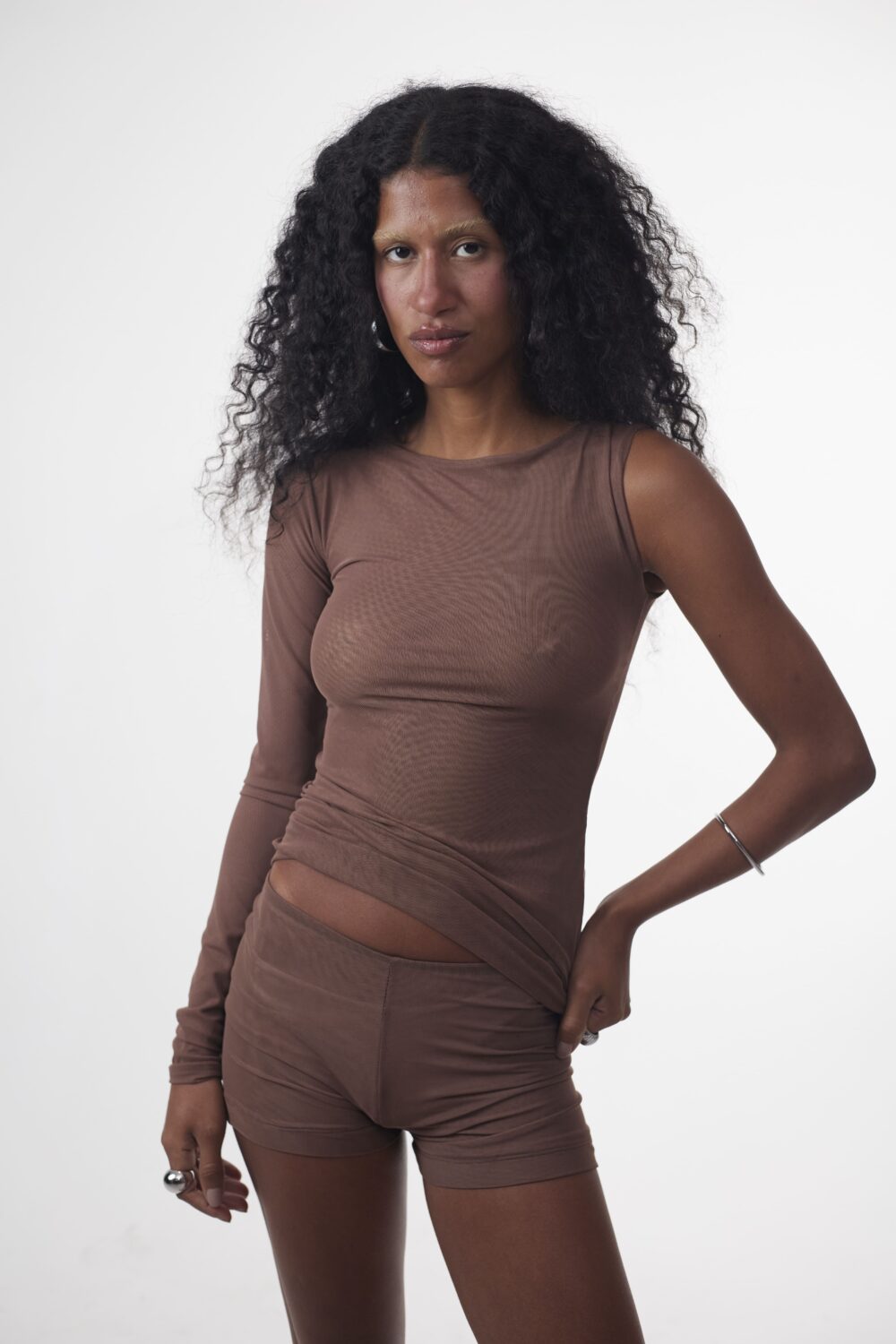 Mini Shorts Tule Marrom - Imagem 4