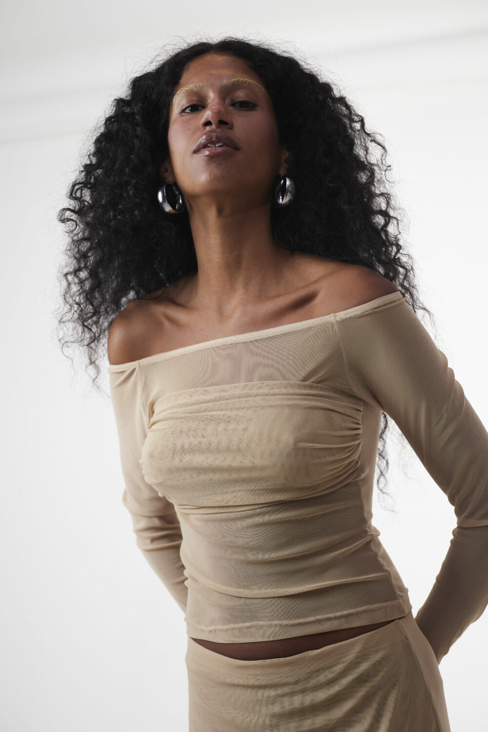 Blusa Drapeada Tule Sand - Imagem 5