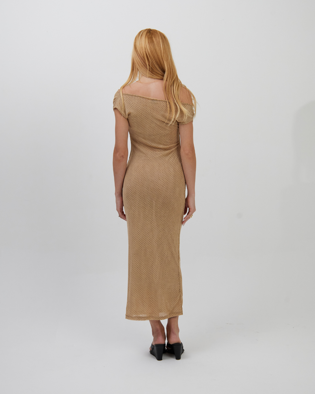 Vestido Longo Mini Poá Bege - Imagem 6