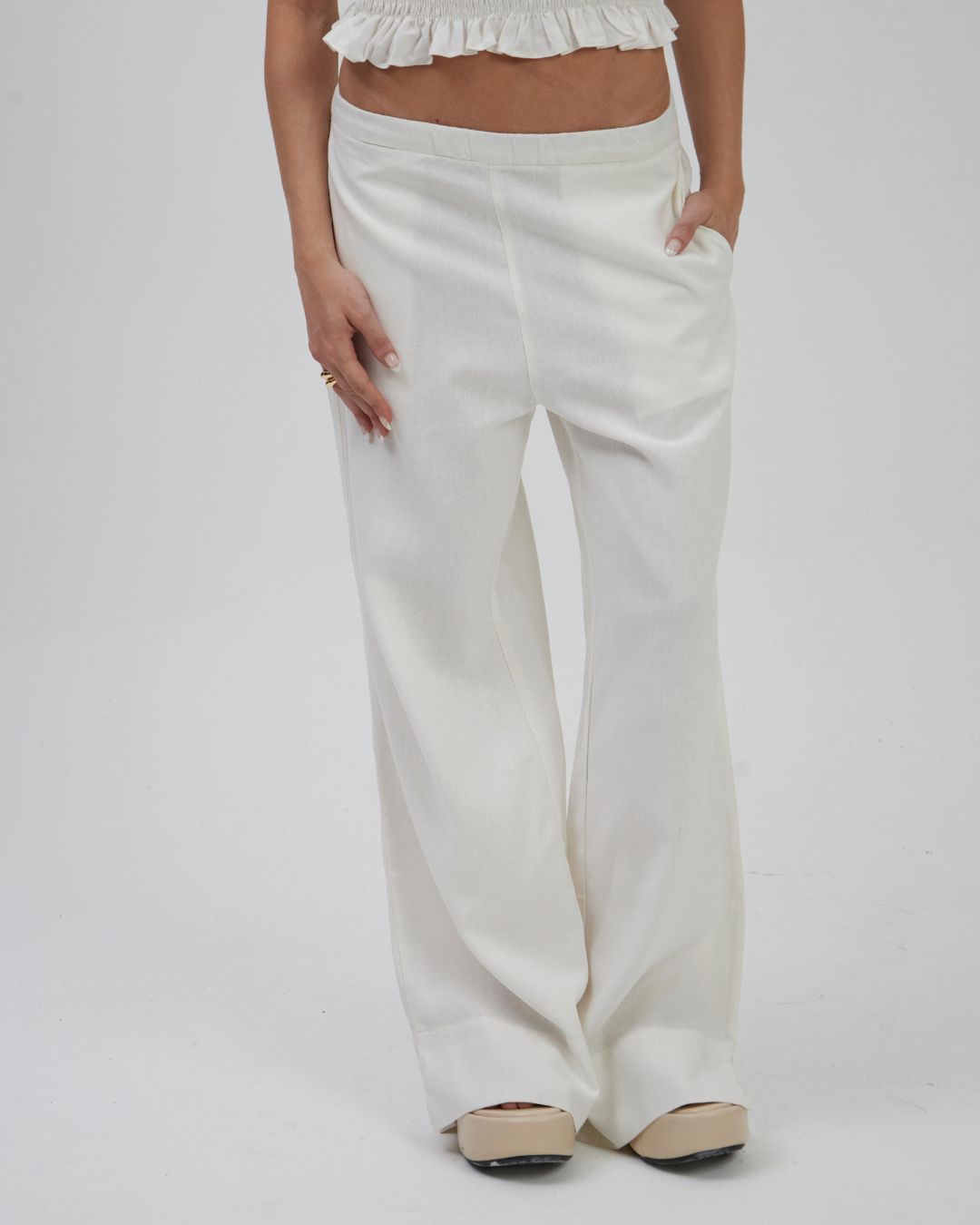 Calça Pantalona Básica Off - Imagem 3