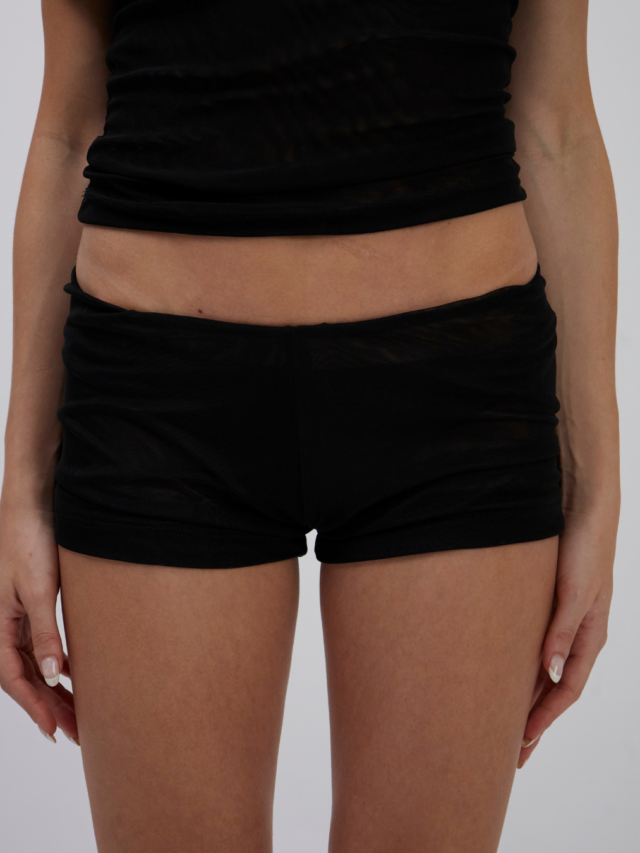 Mini Shorts Tule Preto