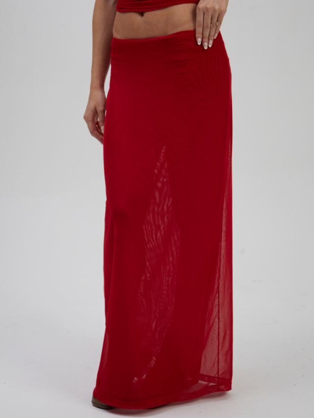Saia Longa Tule Vermelha