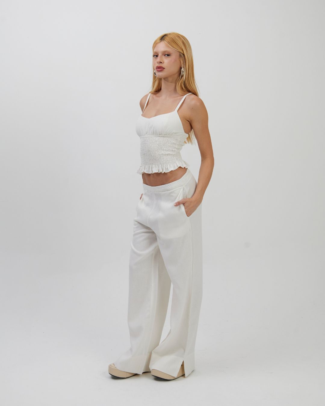 Calça Pantalona Básica Off - Imagem 4