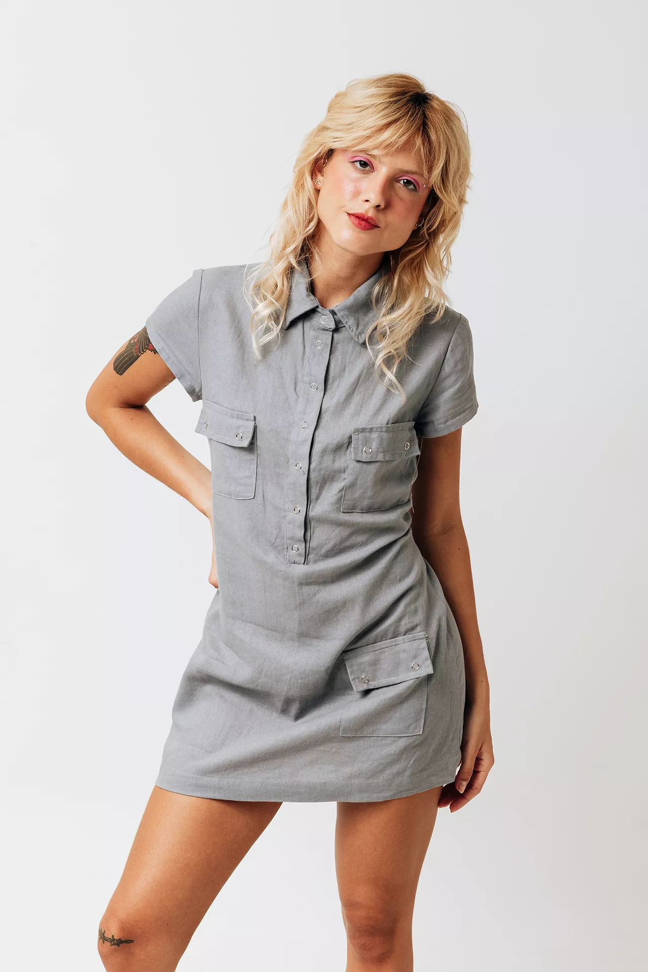 Vestido Tachinha Cinza