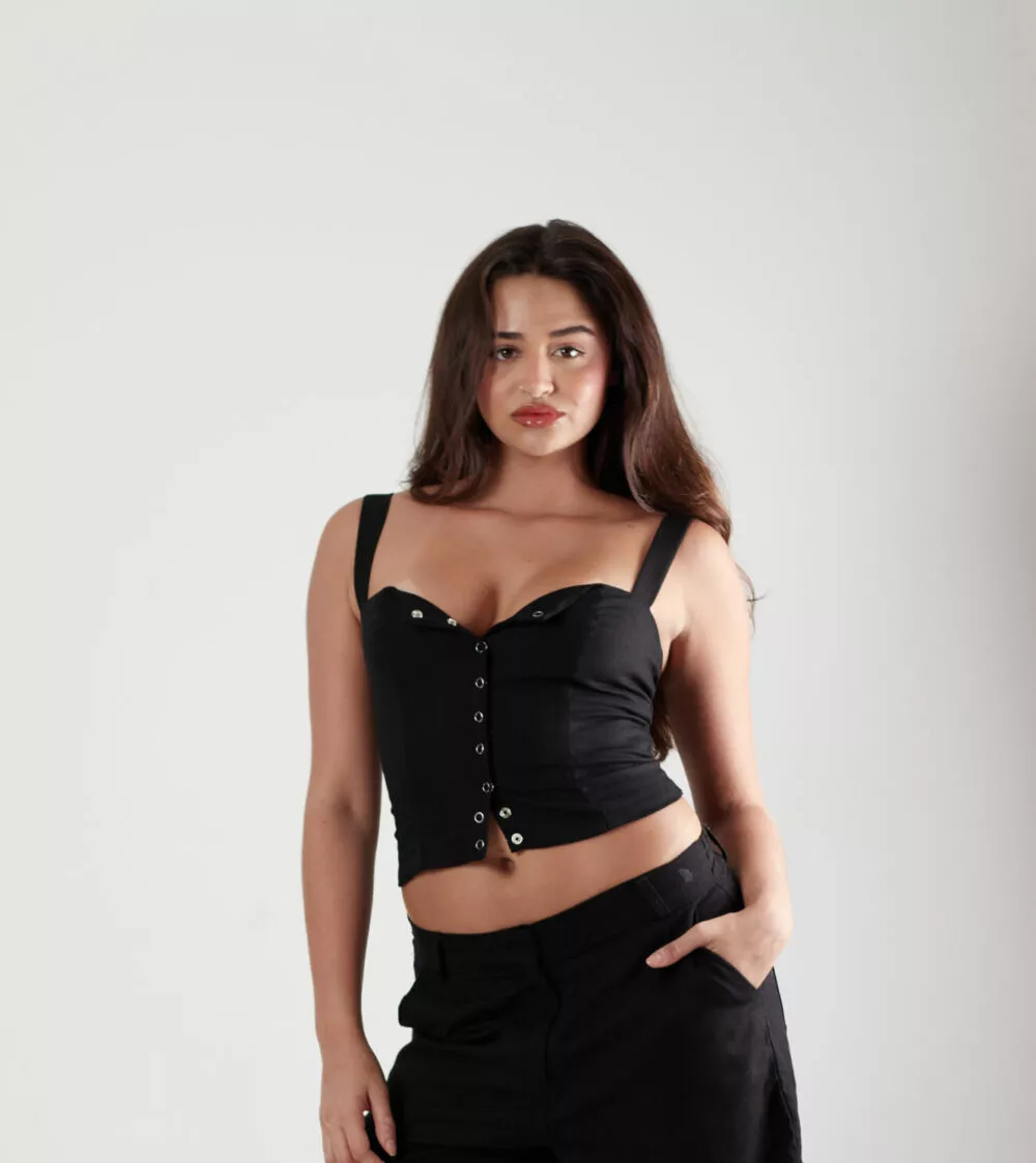 Blusa Corset Tachinha Preta
