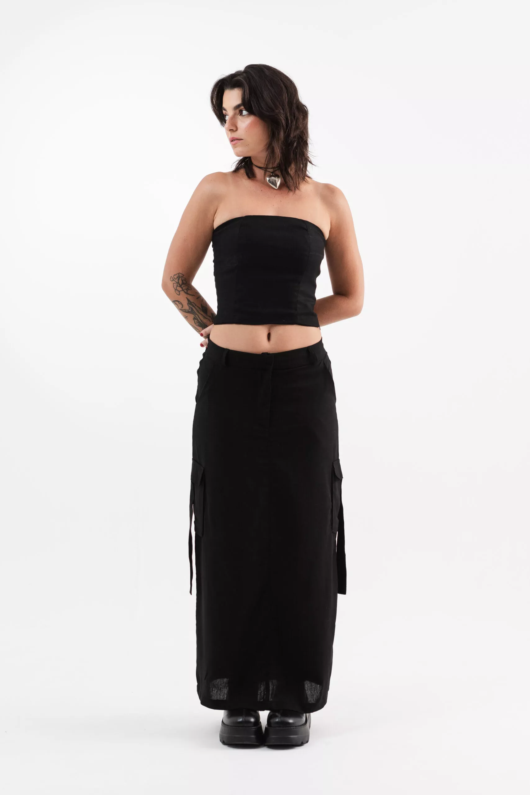 Saia Longa Tiras Preta - Imagem 5