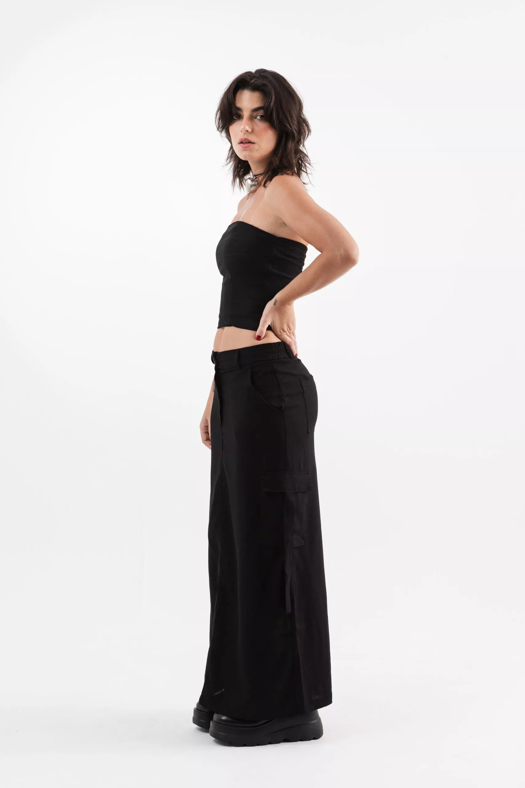 Saia Longa Tiras Preta - Imagem 6