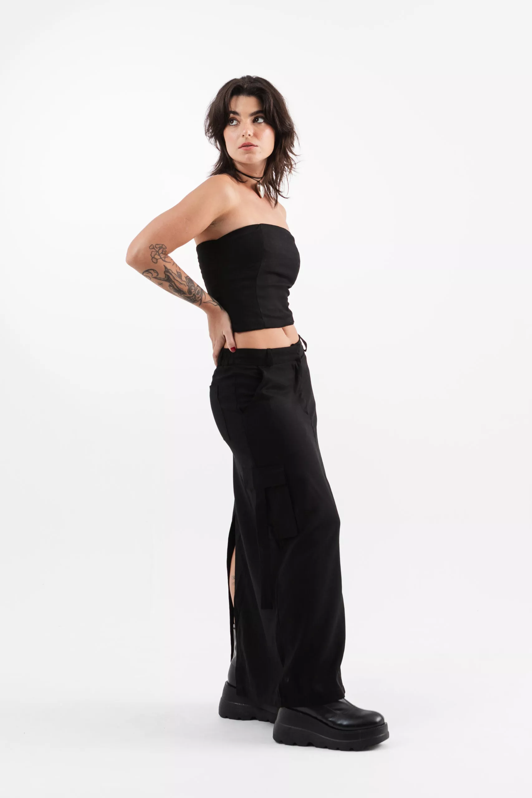 Saia Longa Tiras Preta - Imagem 7