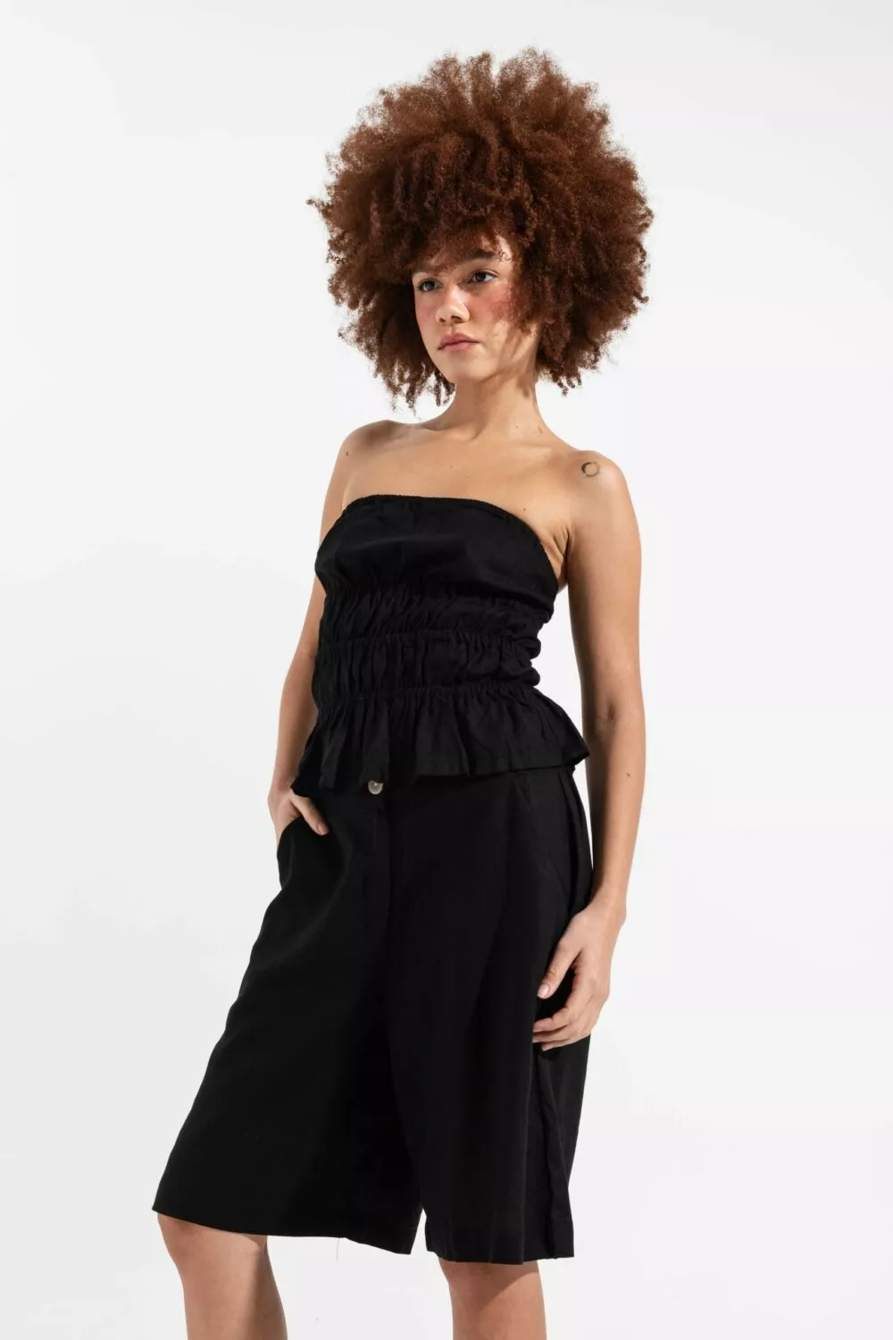 Top Drapeado Preto