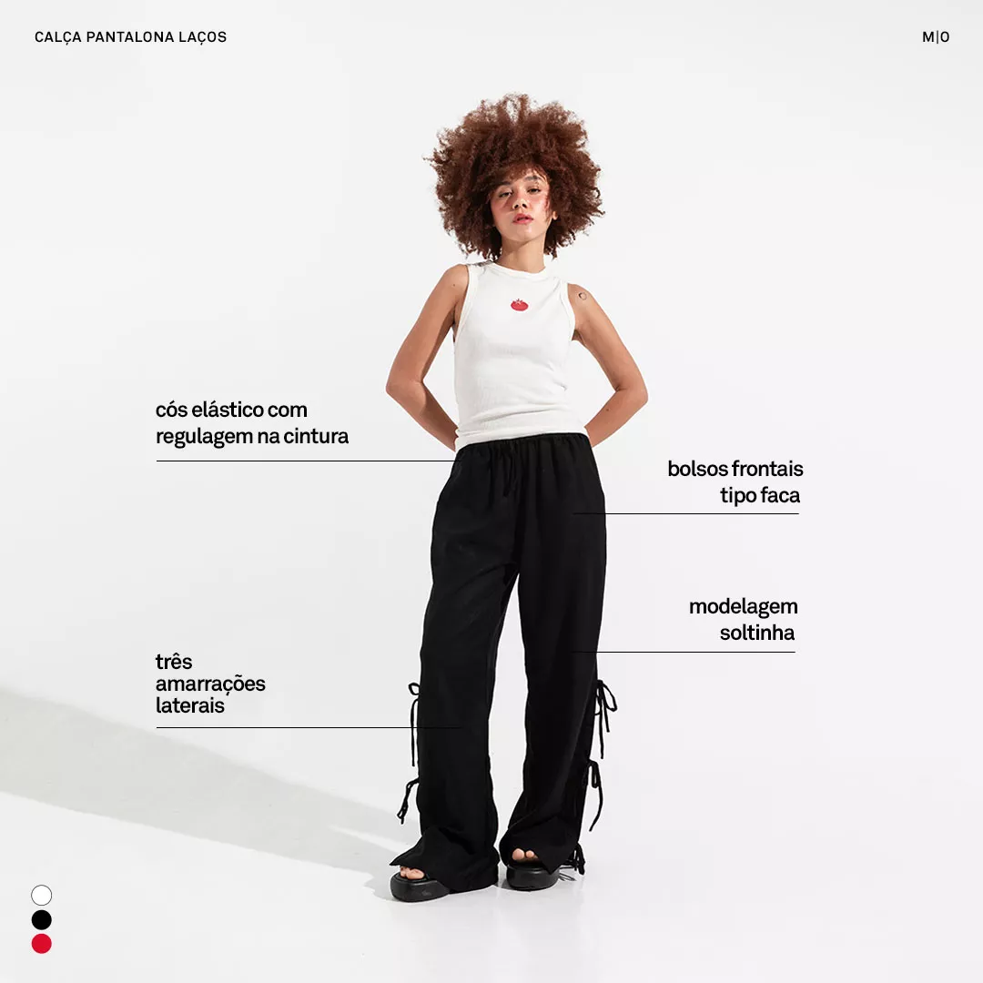 Calça Pantalona Laços Preta - Imagem 2