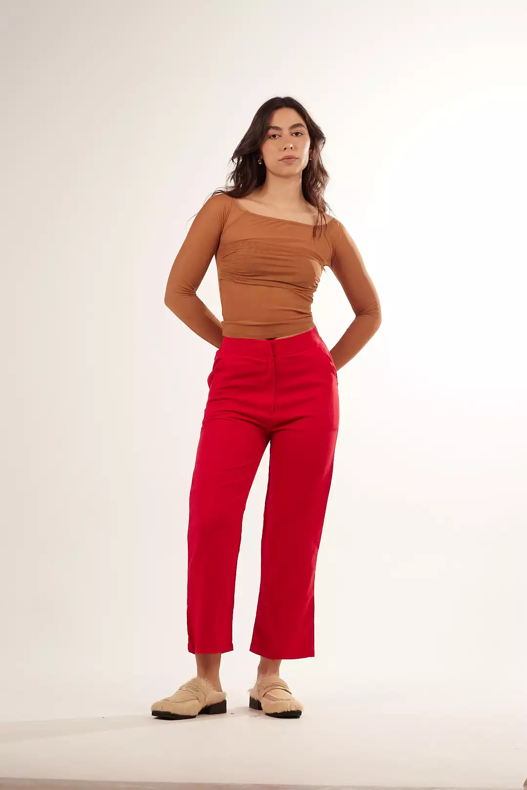 Blusa Drapeada Tule Bege - Imagem 5