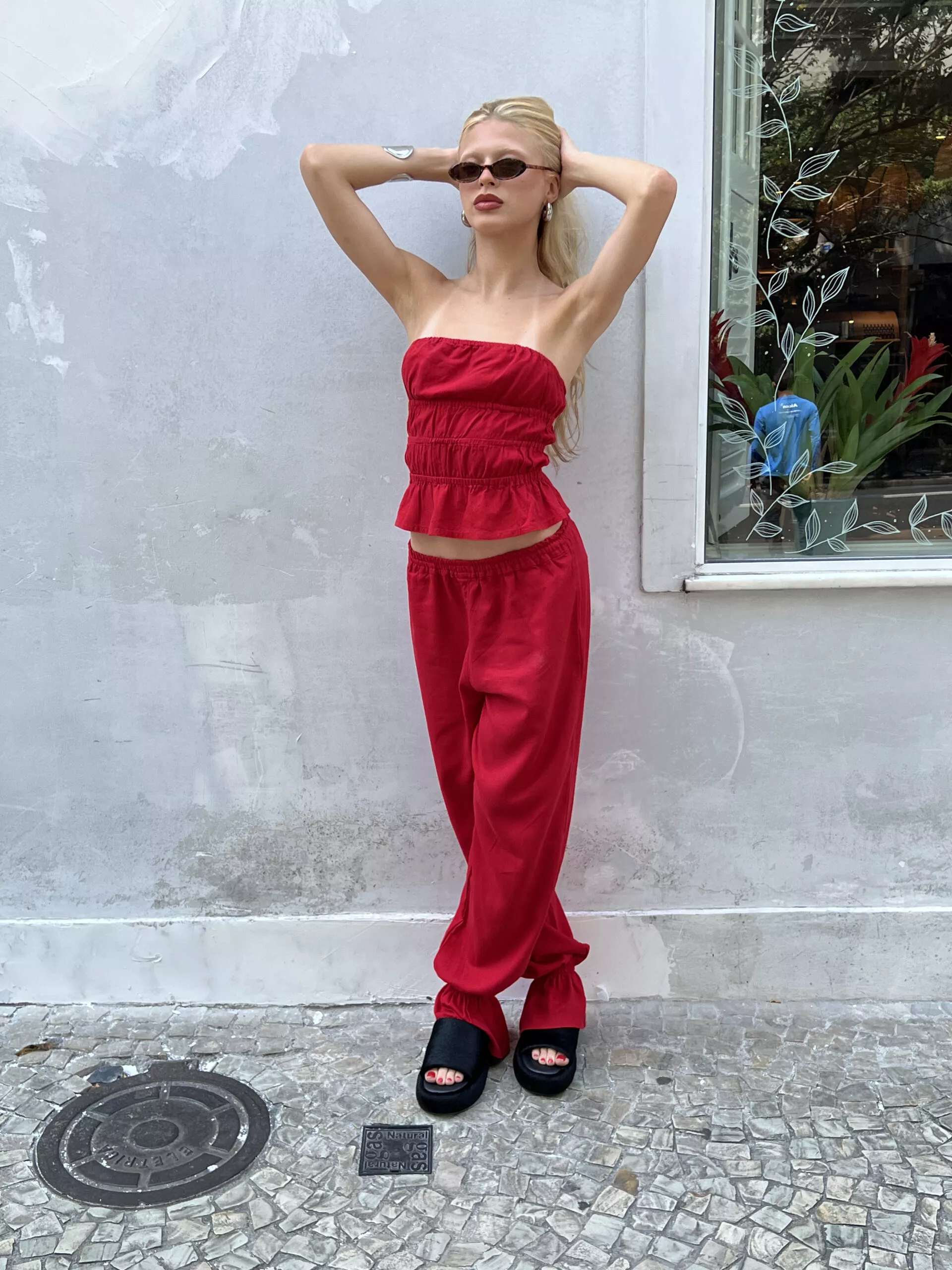 Calça Bufante Babados Vermelha - Imagem 6