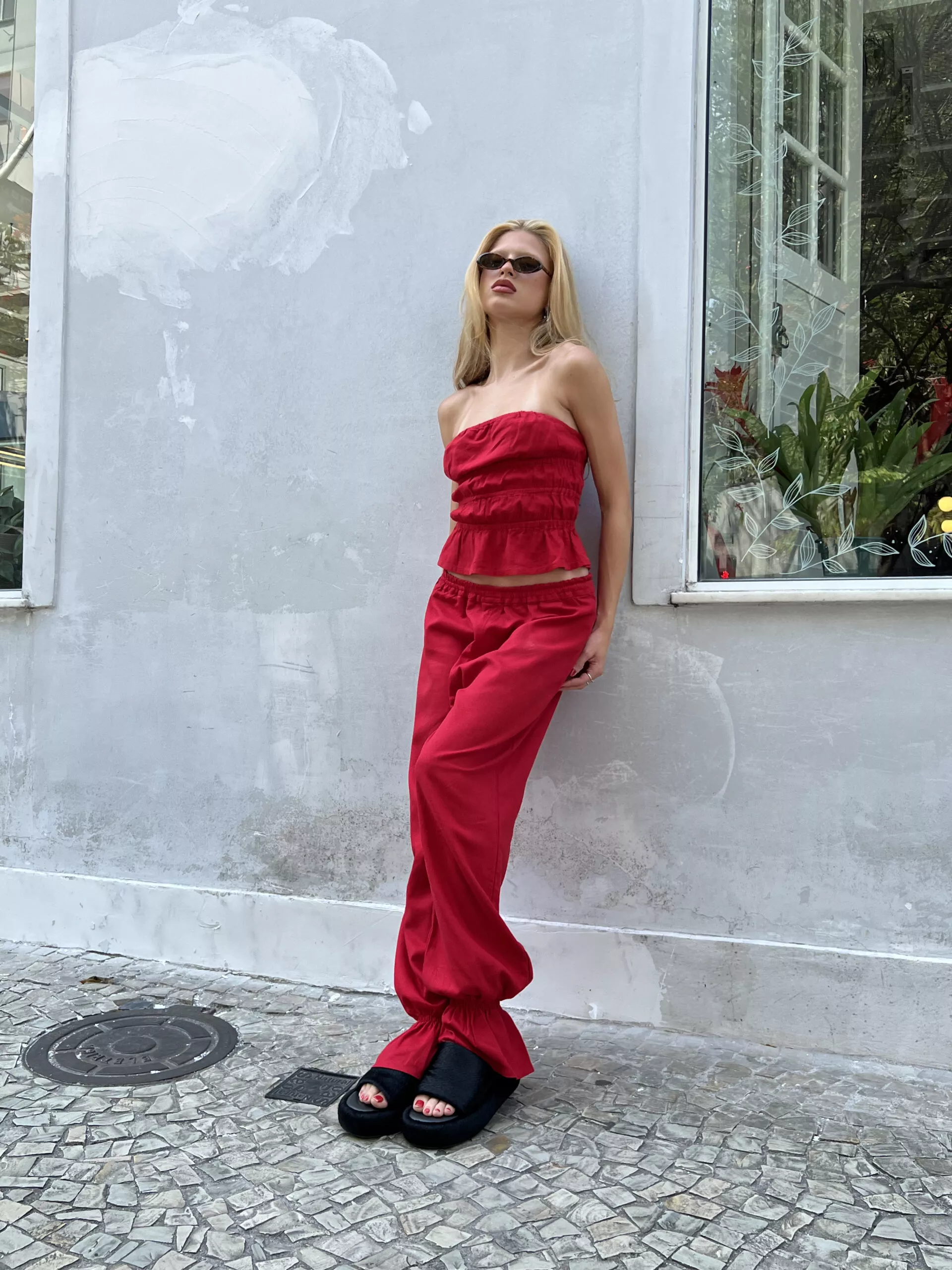 Calça Bufante Babados Vermelha - Imagem 7