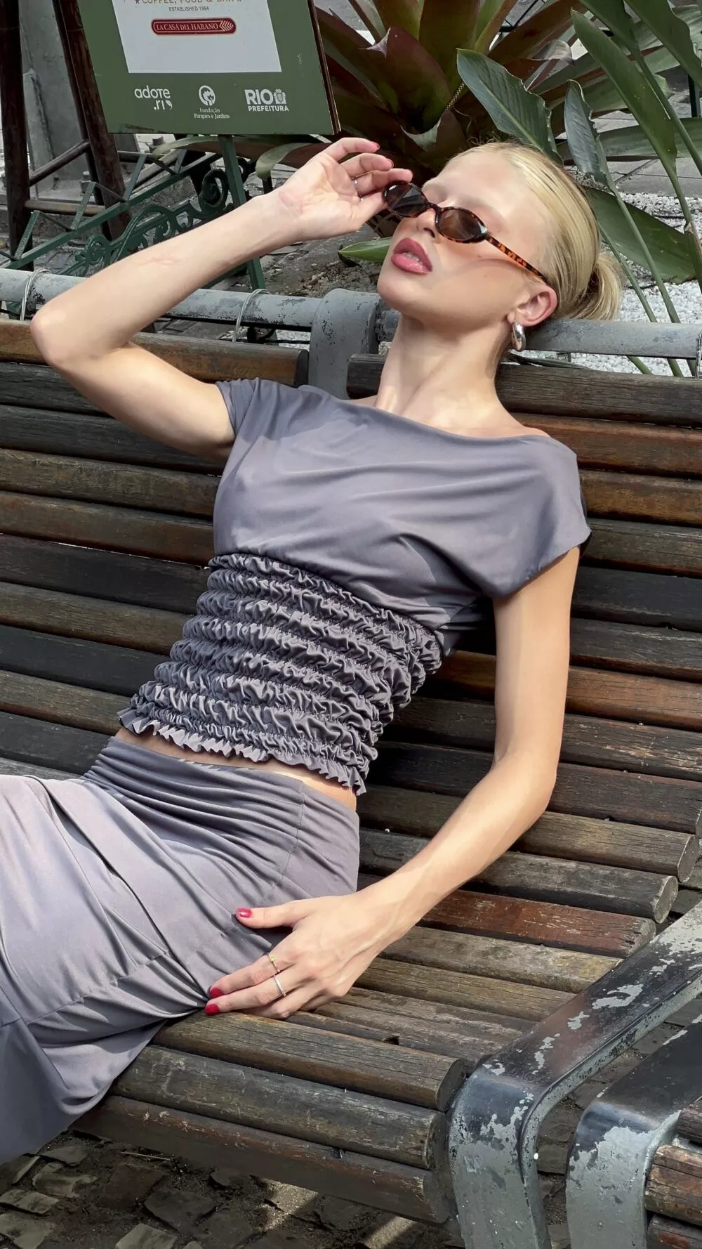 Blusa Lycra Franzida Cinza - Imagem 11