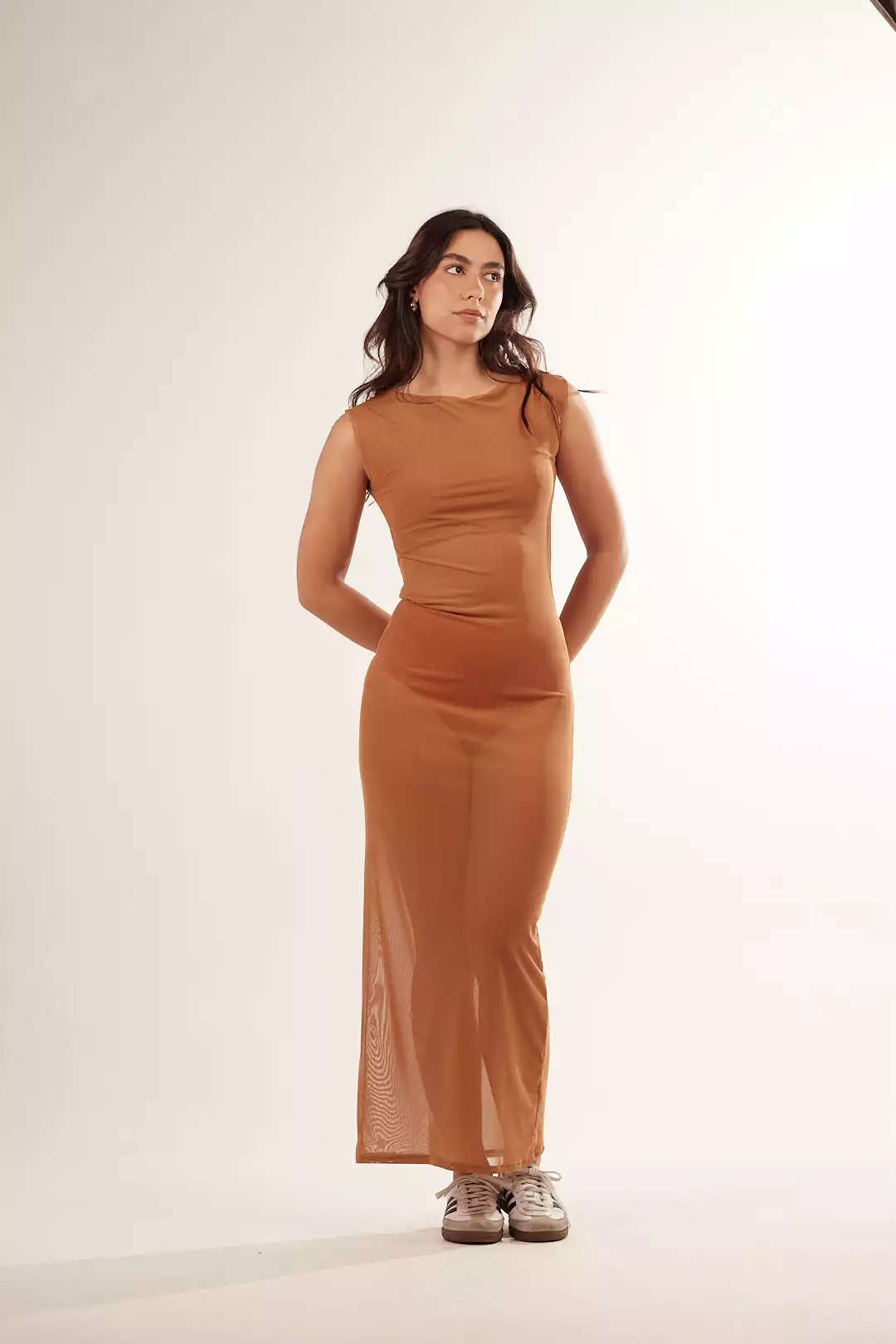 Vestido Longo Tule Bege - Imagem 4