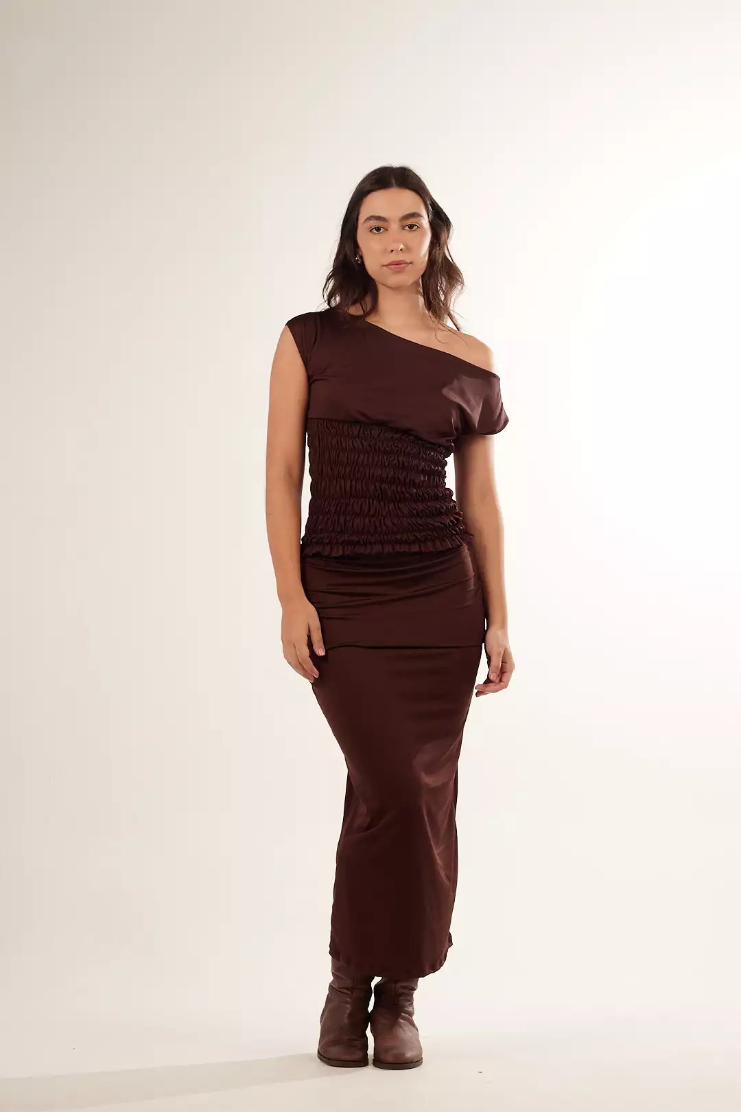 Blusa Lycra Franzida Marrom - Imagem 4