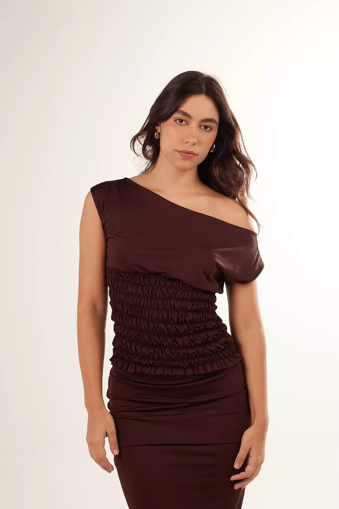 Blusa Lycra Franzida Marrom