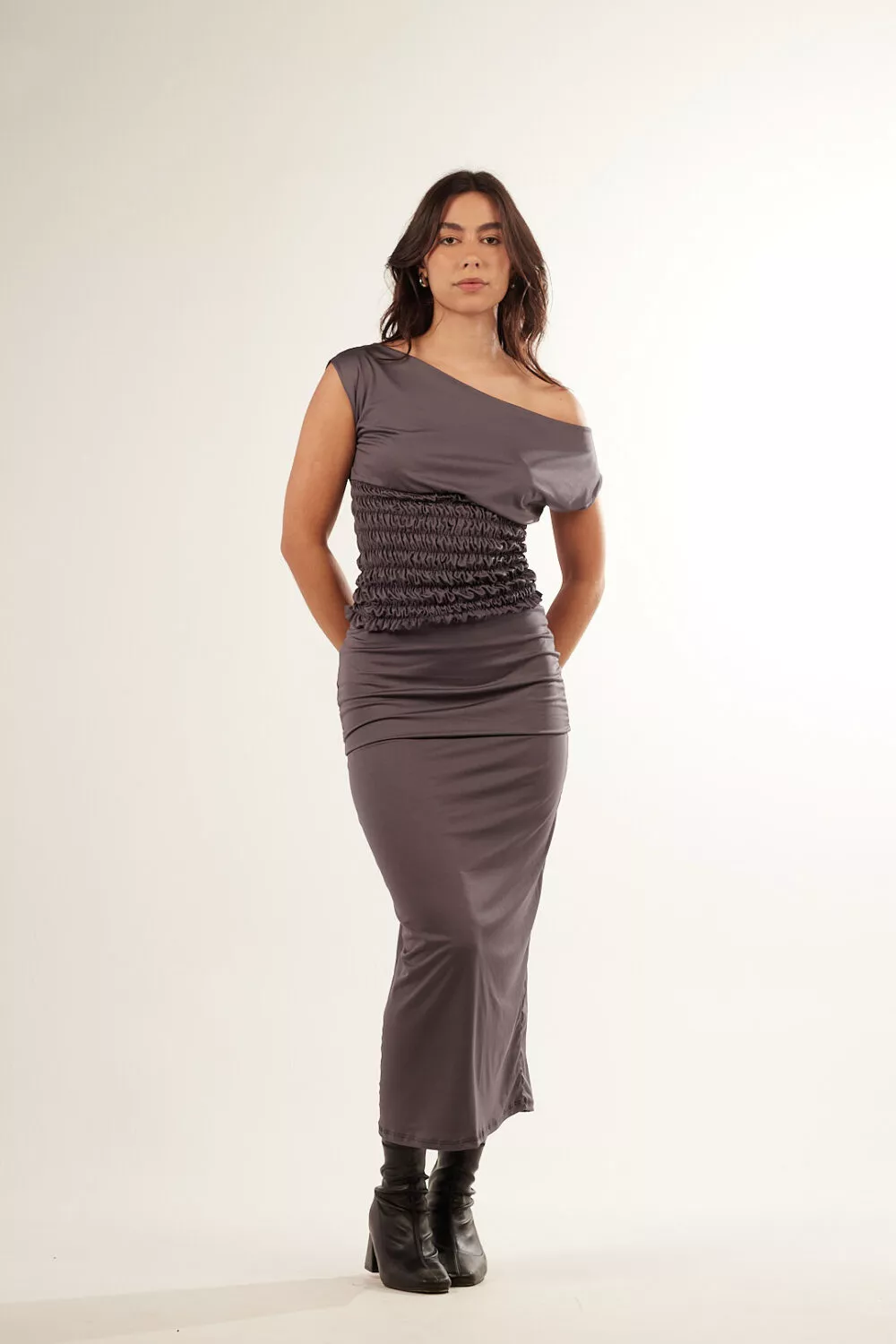Blusa Lycra Franzida Cinza - Imagem 6