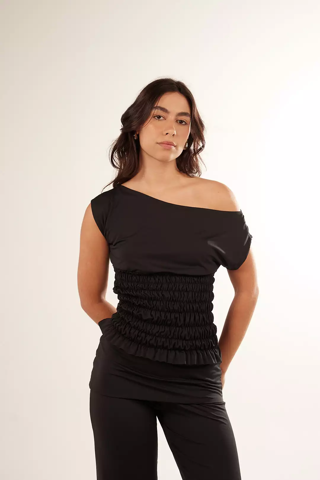 Blusa Lycra Franzida Preta