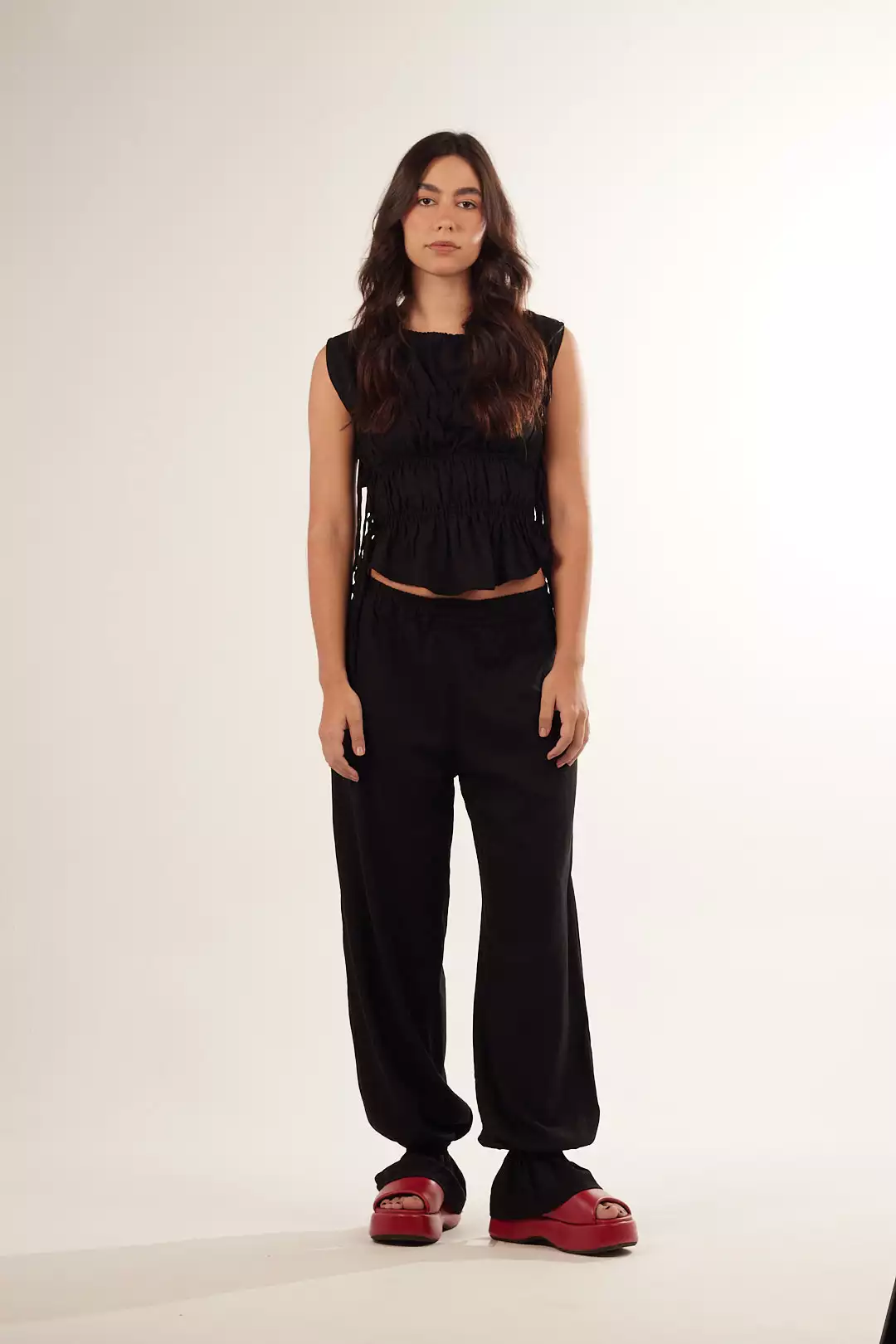 Calça Bufante Babados Preta - Imagem 3