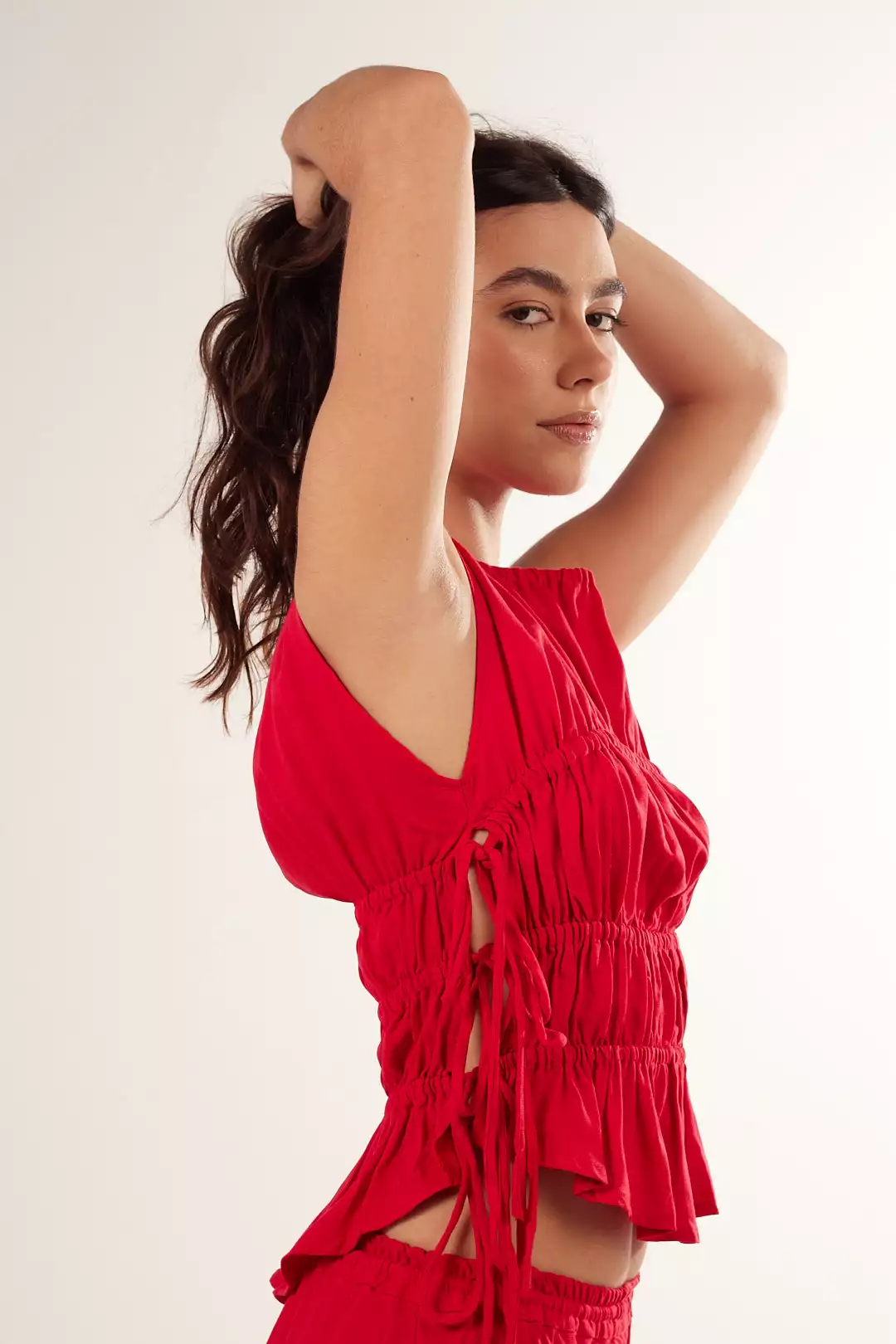 Blusa Franzida Laços Vermelha - Imagem 4