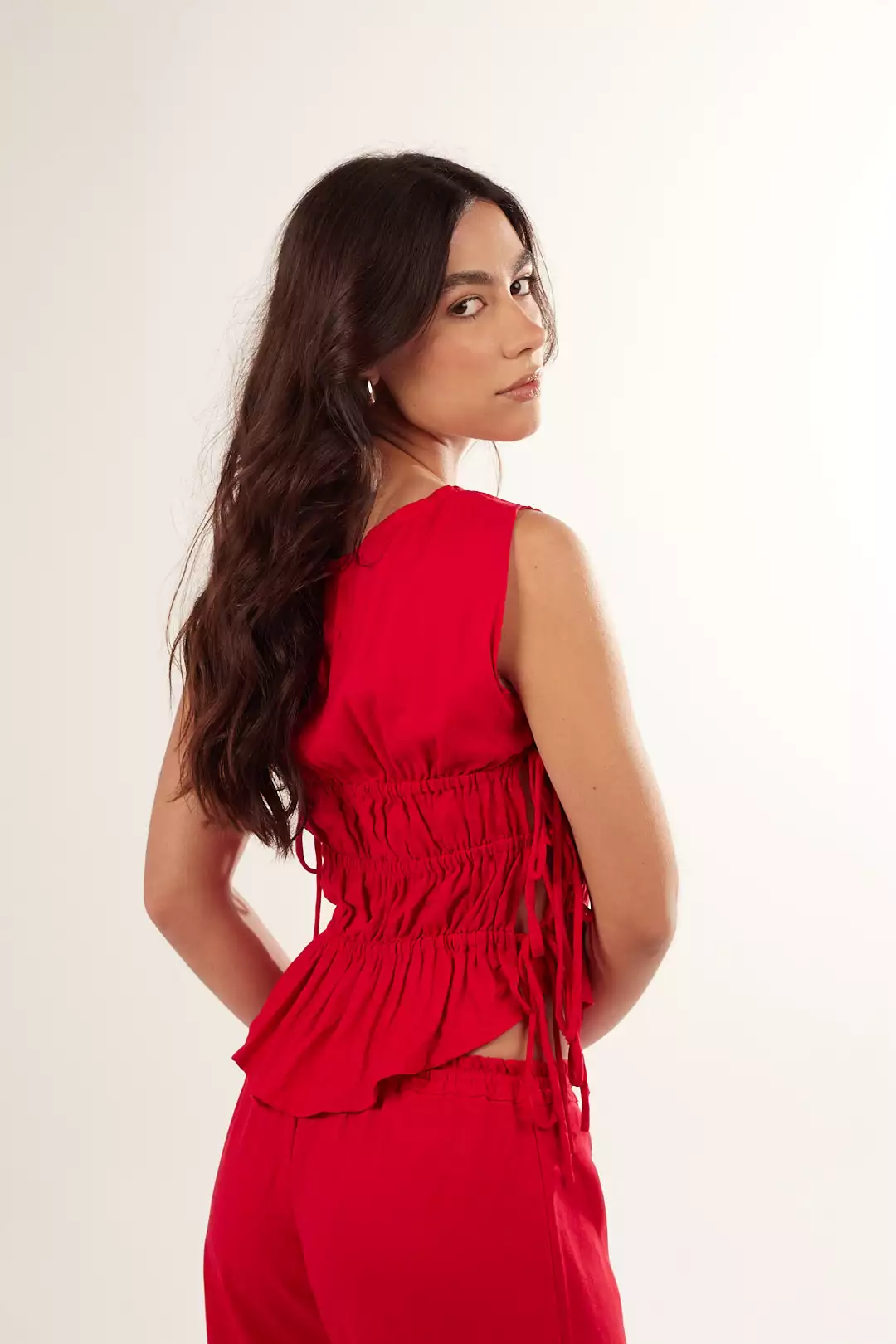 Blusa Franzida Laços Vermelha - Imagem 5