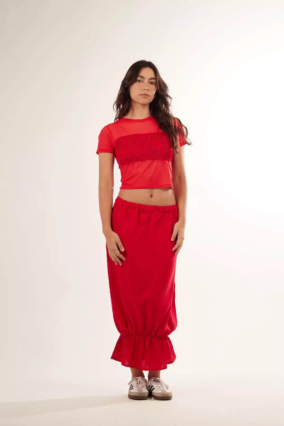 Saia Bag Babado Vermelha