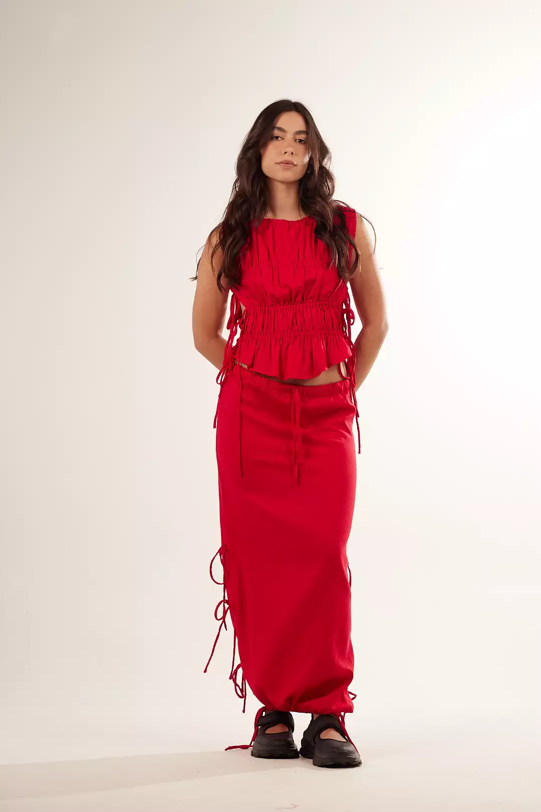 Saia Longa Laços Vermelha