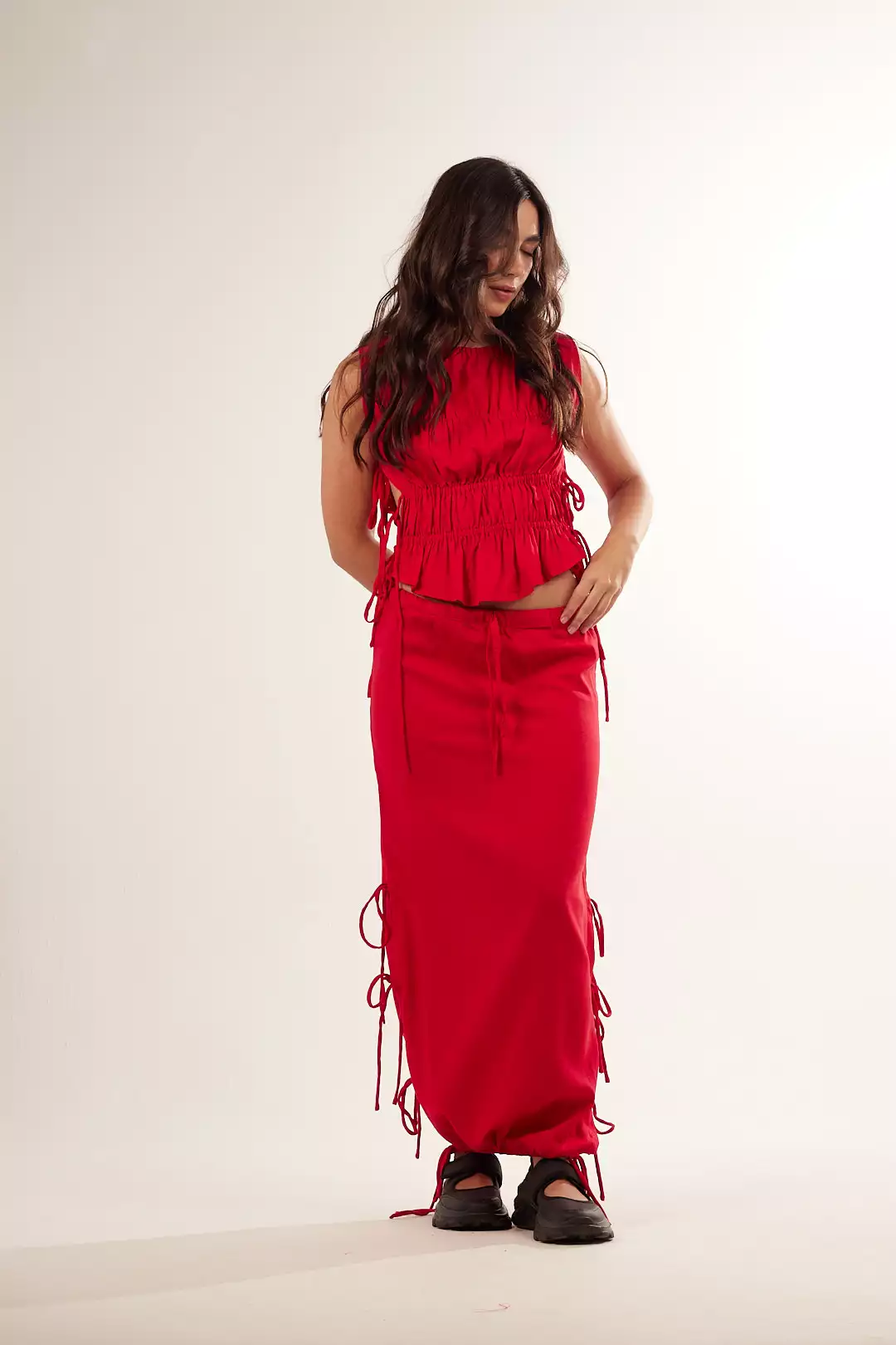 Saia Longa Laços Vermelha - Imagem 2