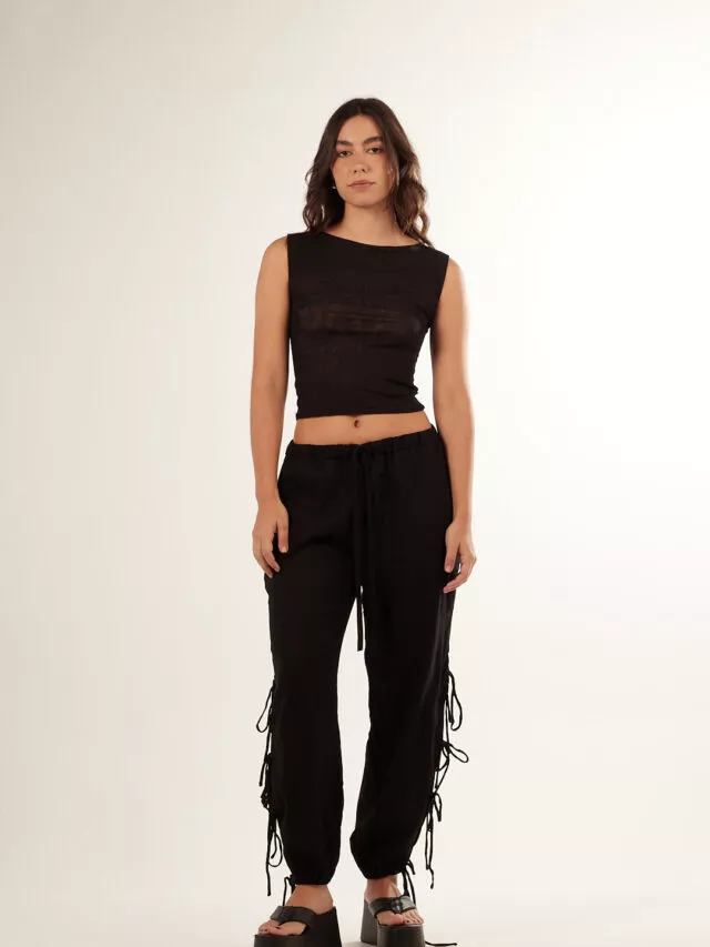 Calça Bufante Laços Preta
