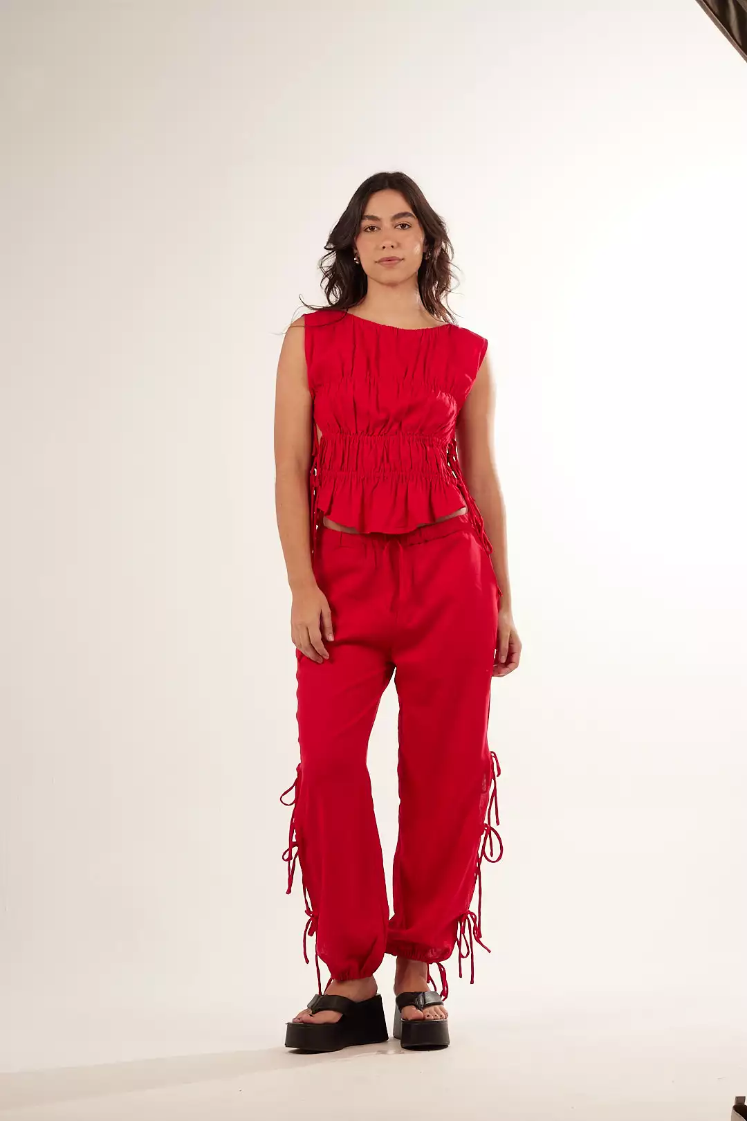 Calça Bufante Laços Vermelha