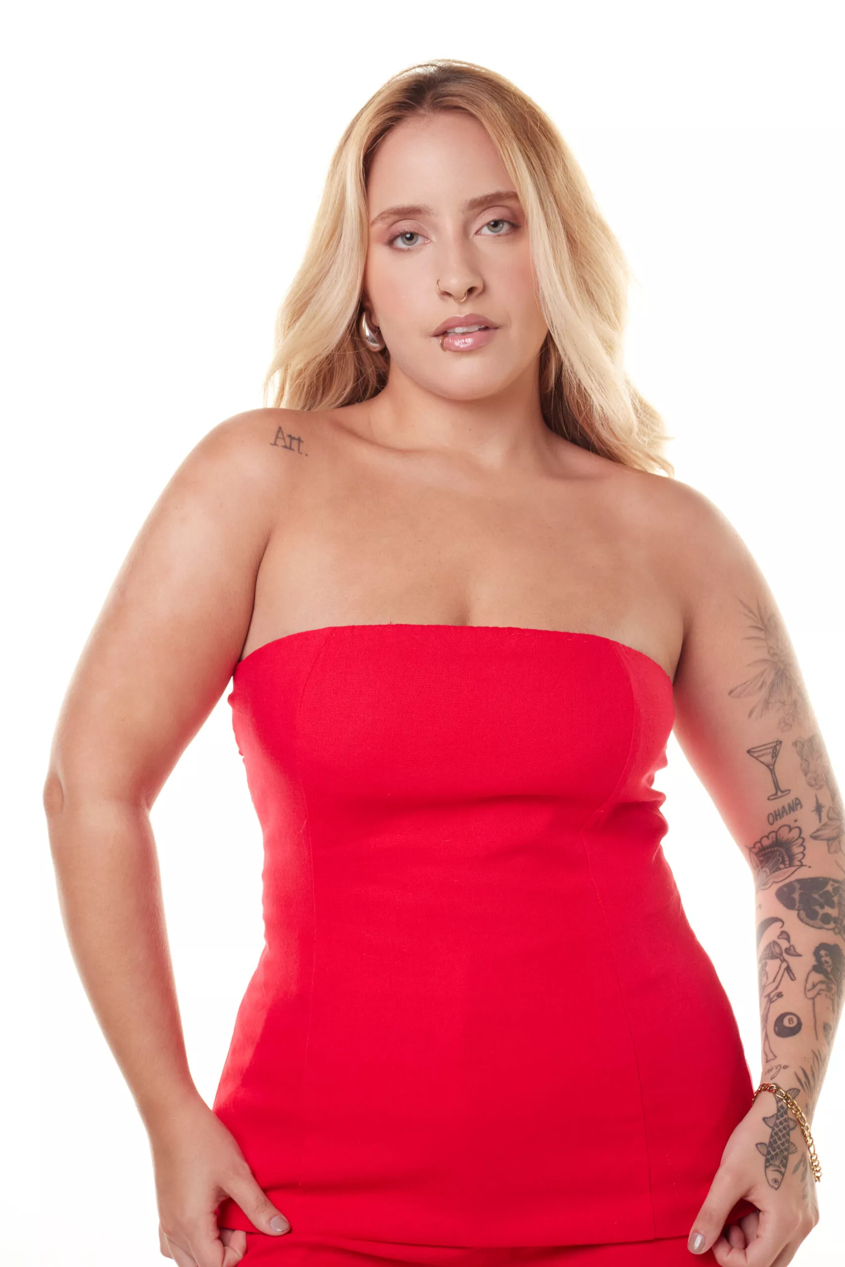 Top Corset Waist Vermelho