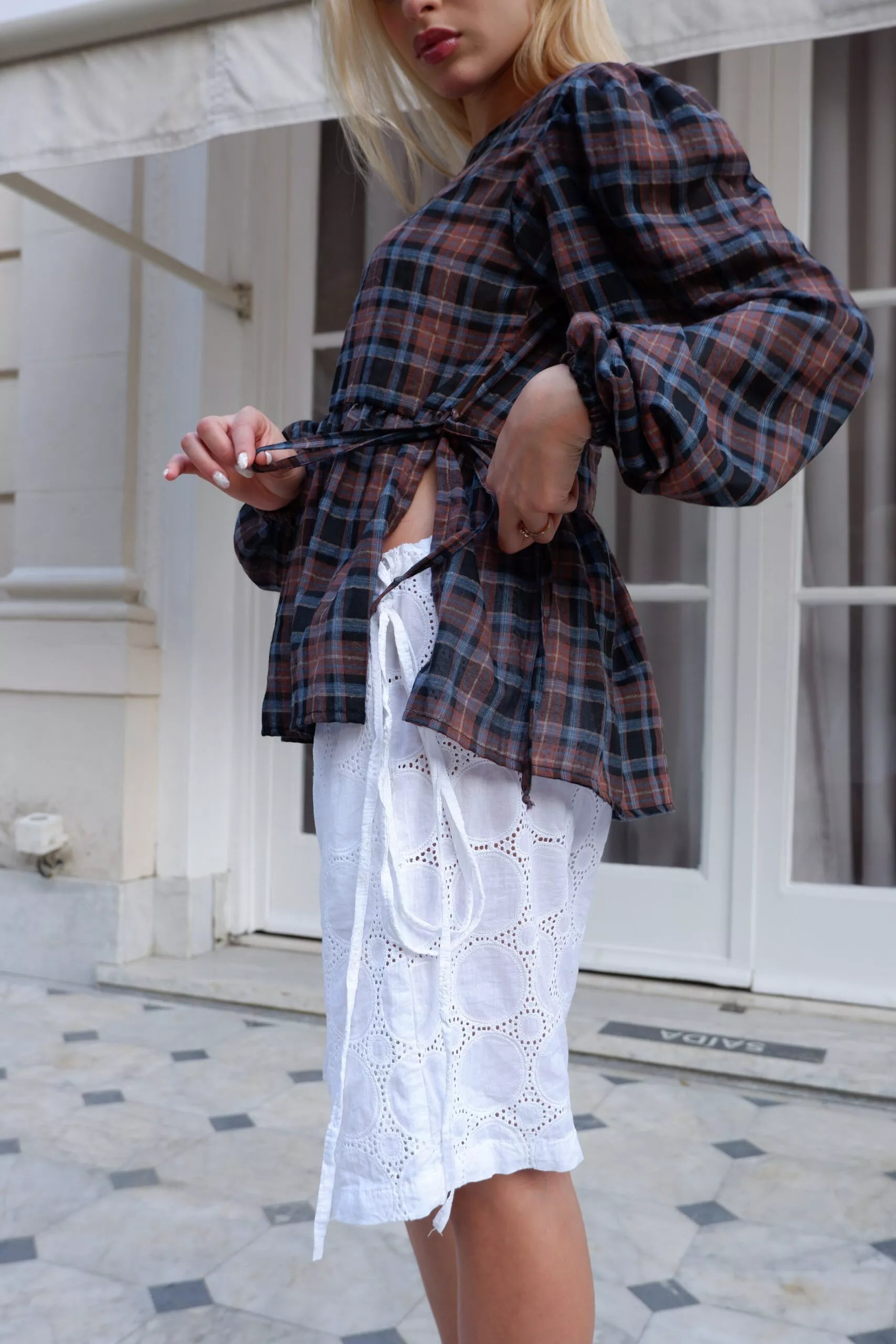 Bata Manga Longa Laços Tartan - Imagem 12