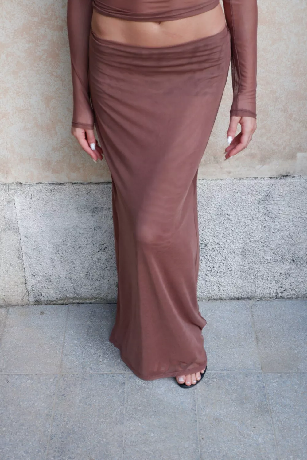 Saia Longa Tule Marrom - Imagem 11