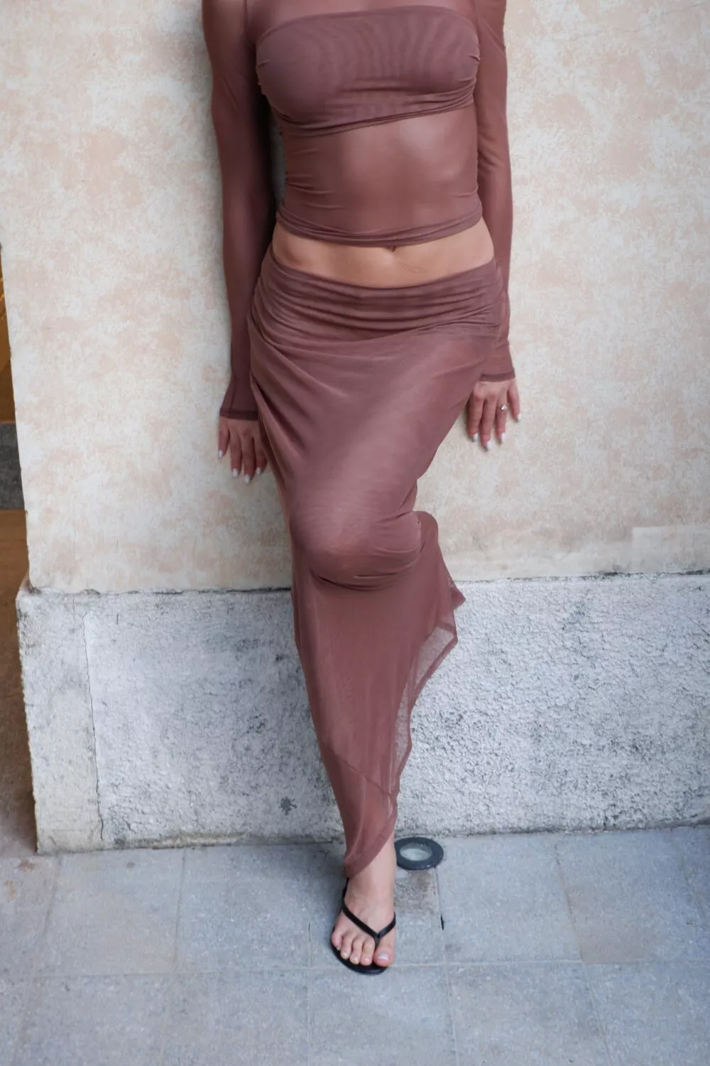 Saia Longa Tule Marrom - Imagem 13