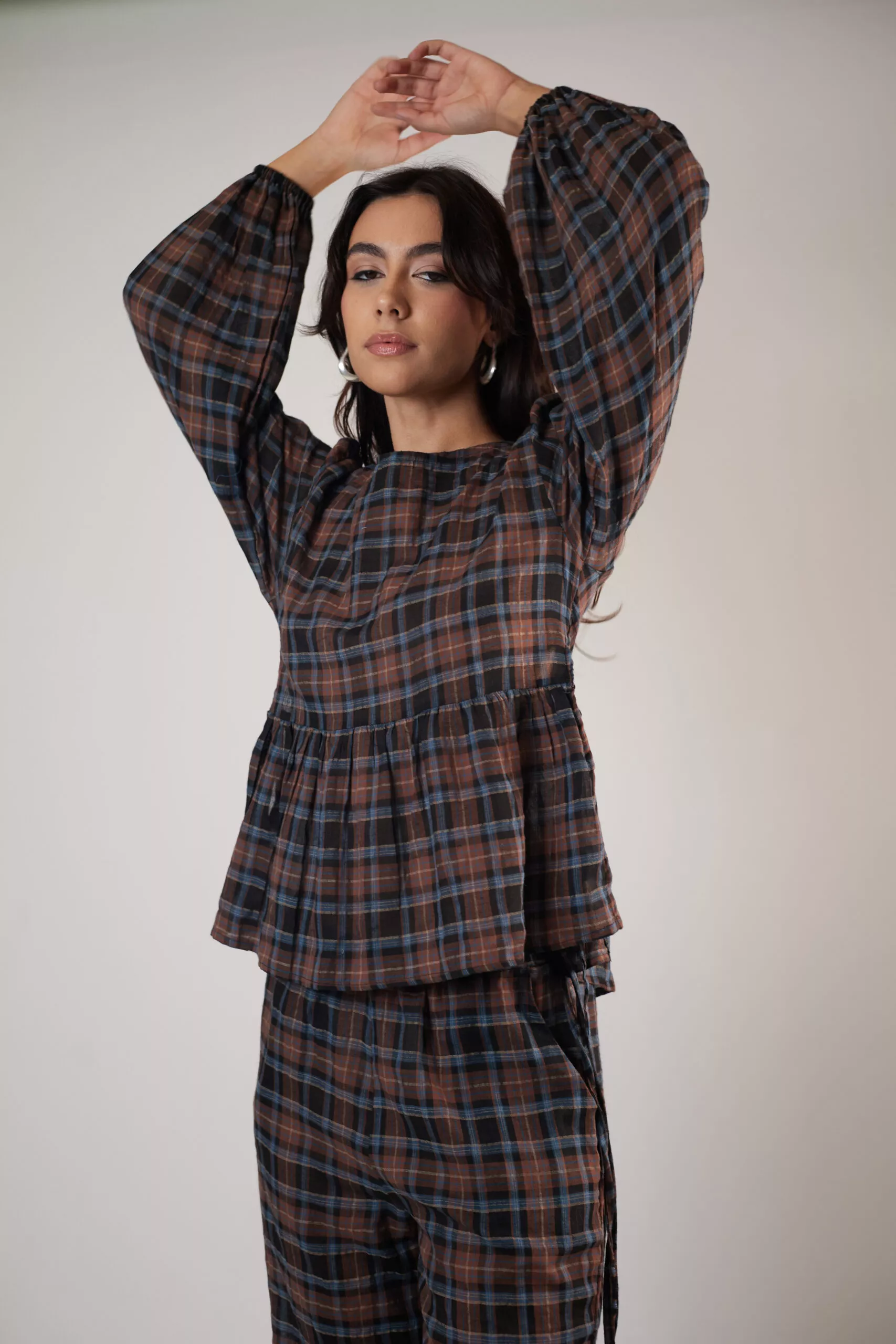 Bata Manga Longa Laços Tartan - Imagem 6