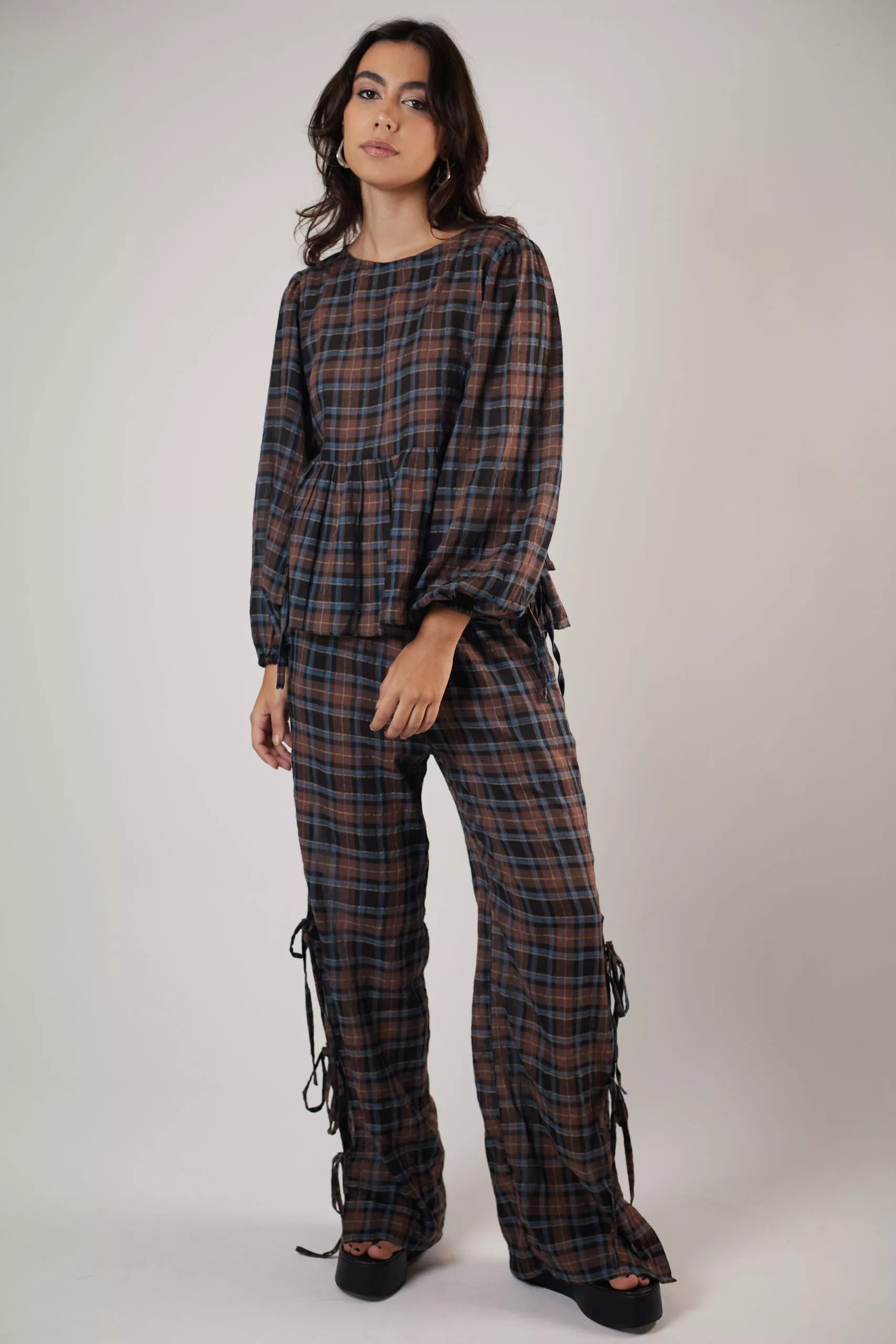 Bata Manga Longa Laços Tartan - Imagem 4